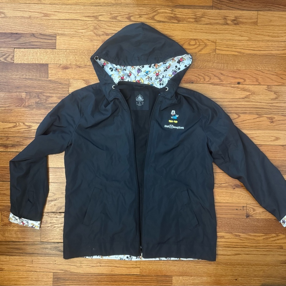 Disney Parks Vintage Mickey Mouse Hooded Rain Jacket/Wind Breaker Women’s L